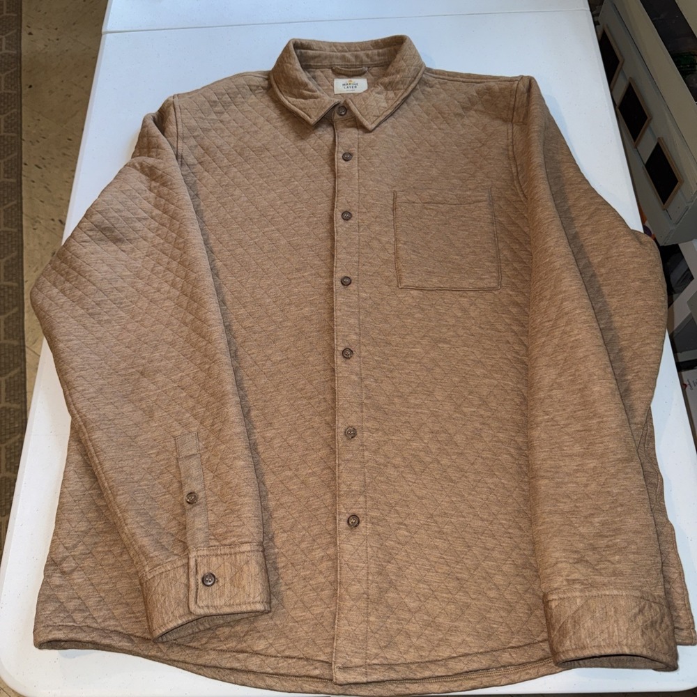 Marine Layer Shacket Men's 2xl Tan Corbet Quilted Shirt Jacket Casual Overshirt